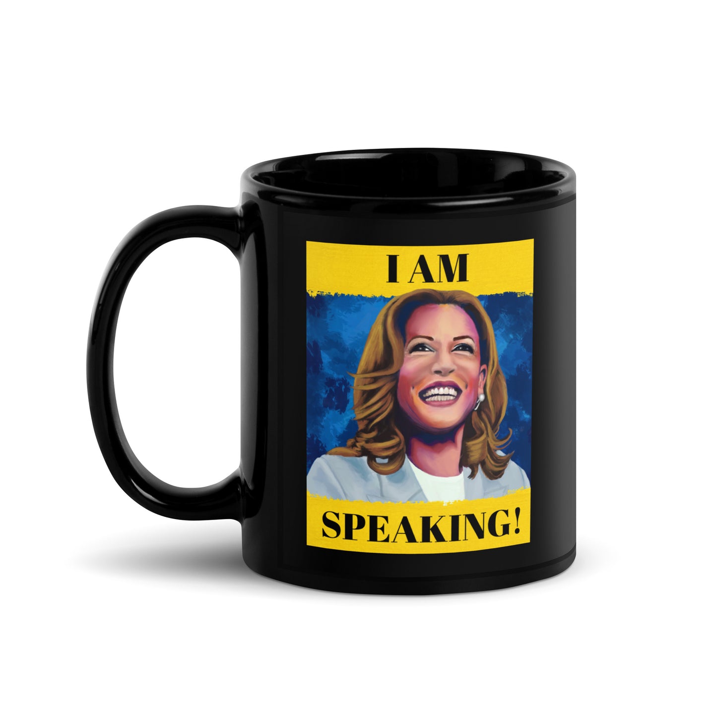 Kamala Harris - I Am Speaking - Black Glossy Mug