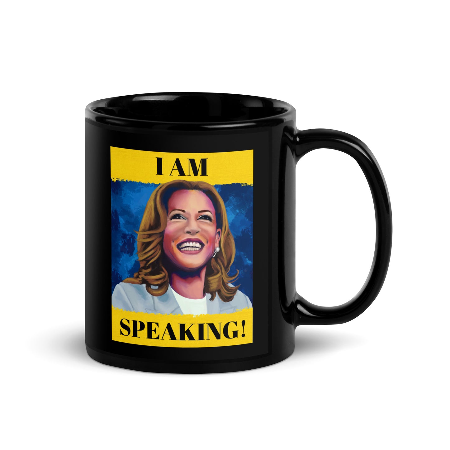 Kamala Harris - I Am Speaking - Black Glossy Mug